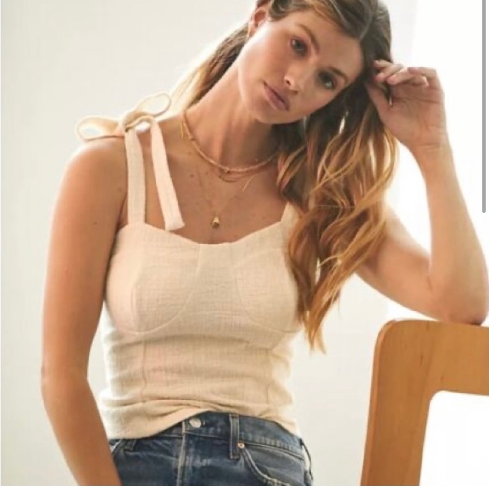 Anthropologie Maeve Structured Tie Tank Cream Size XS